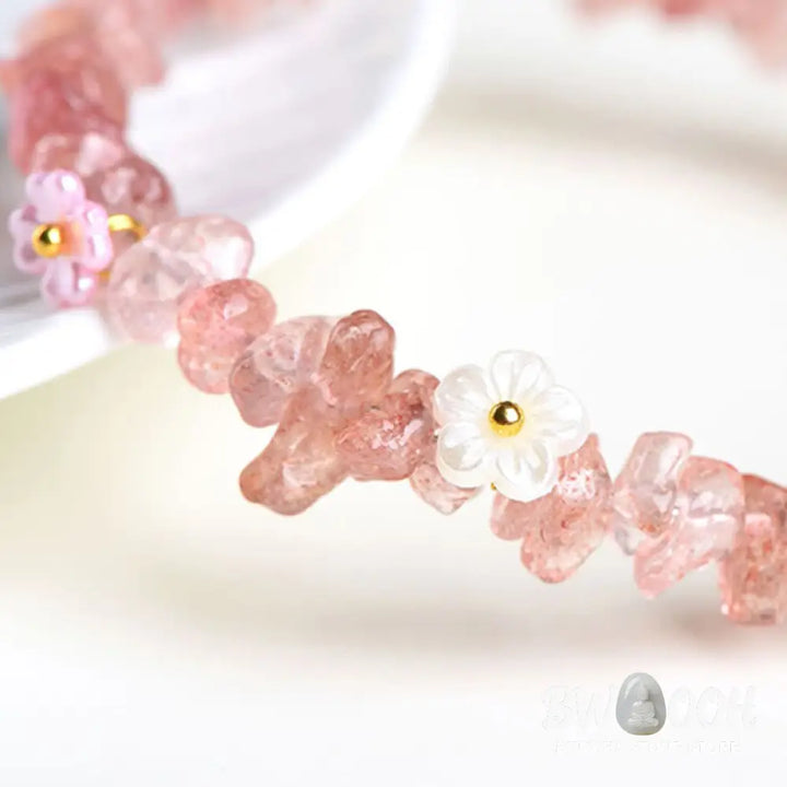 Buddha Stones Natural Aquamarine Peridot Strawberry Quartz Various Crystals Serenity Bracelet - Bracelet