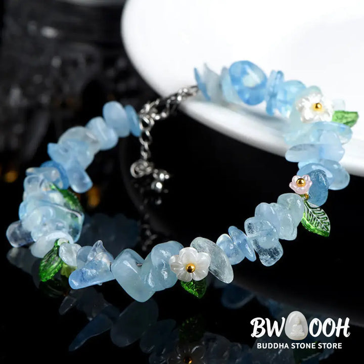 Buddha Stones Natural Aquamarine Peridot Strawberry Quartz Various Crystals Serenity Bracelet - Bracelet