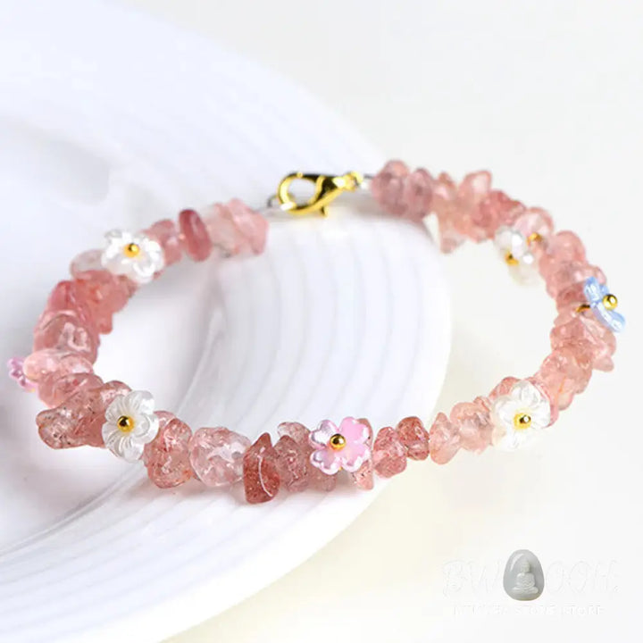 Buddha Stones Natural Aquamarine Peridot Strawberry Quartz Various Crystals Serenity Bracelet - Bracelet