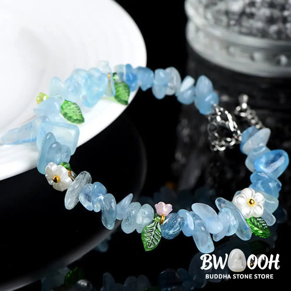 Buddha Stones Natural Aquamarine Peridot Strawberry Quartz Various Crystals Serenity Bracelet - Bracelet