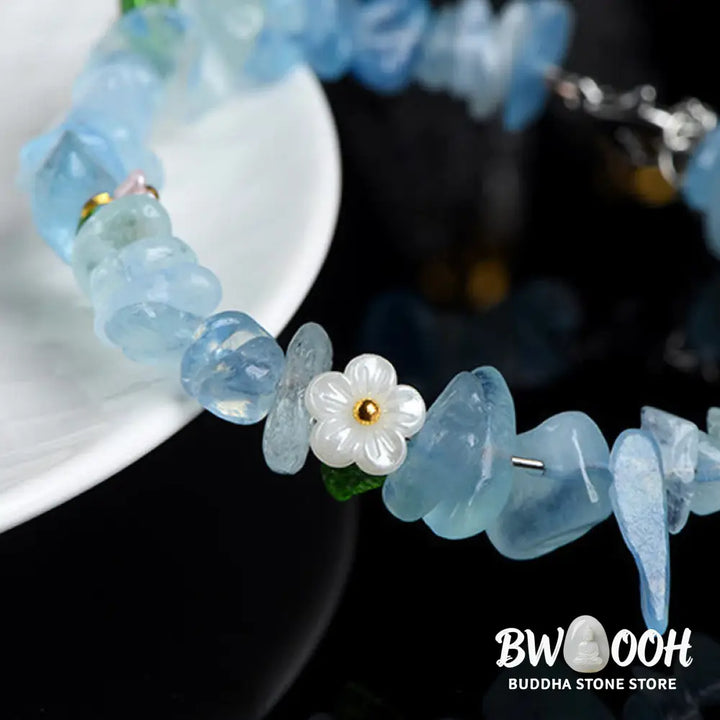 Buddha Stones Natural Aquamarine Peridot Strawberry Quartz Various Crystals Serenity Bracelet - Bracelet