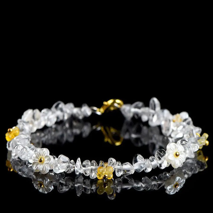 Buddha Stones Natural Aquamarine Peridot Strawberry Quartz Various Crystals Serenity Bracelet - White Crystal(Wrist