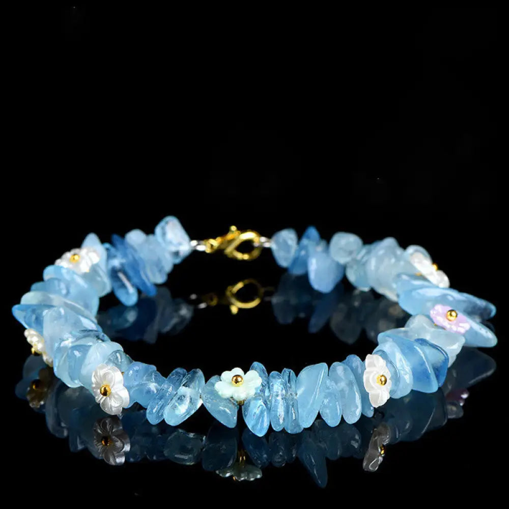 Buddha Stones Natural Aquamarine Peridot Strawberry Quartz Various Crystals Serenity Bracelet - Aquamarine(Wrist