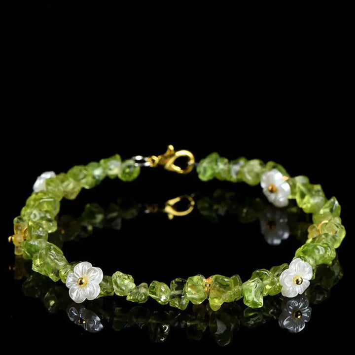 Buddha Stones Natural Aquamarine Peridot Strawberry Quartz Various Crystals Serenity Bracelet - Peridot(Wrist