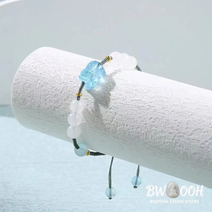 Buddha Stones Natural Aquamarine PiXiu Hetian White Jade Healing Bracelet - BWOOOH - Aquamarine&amp;Hetian White Jade