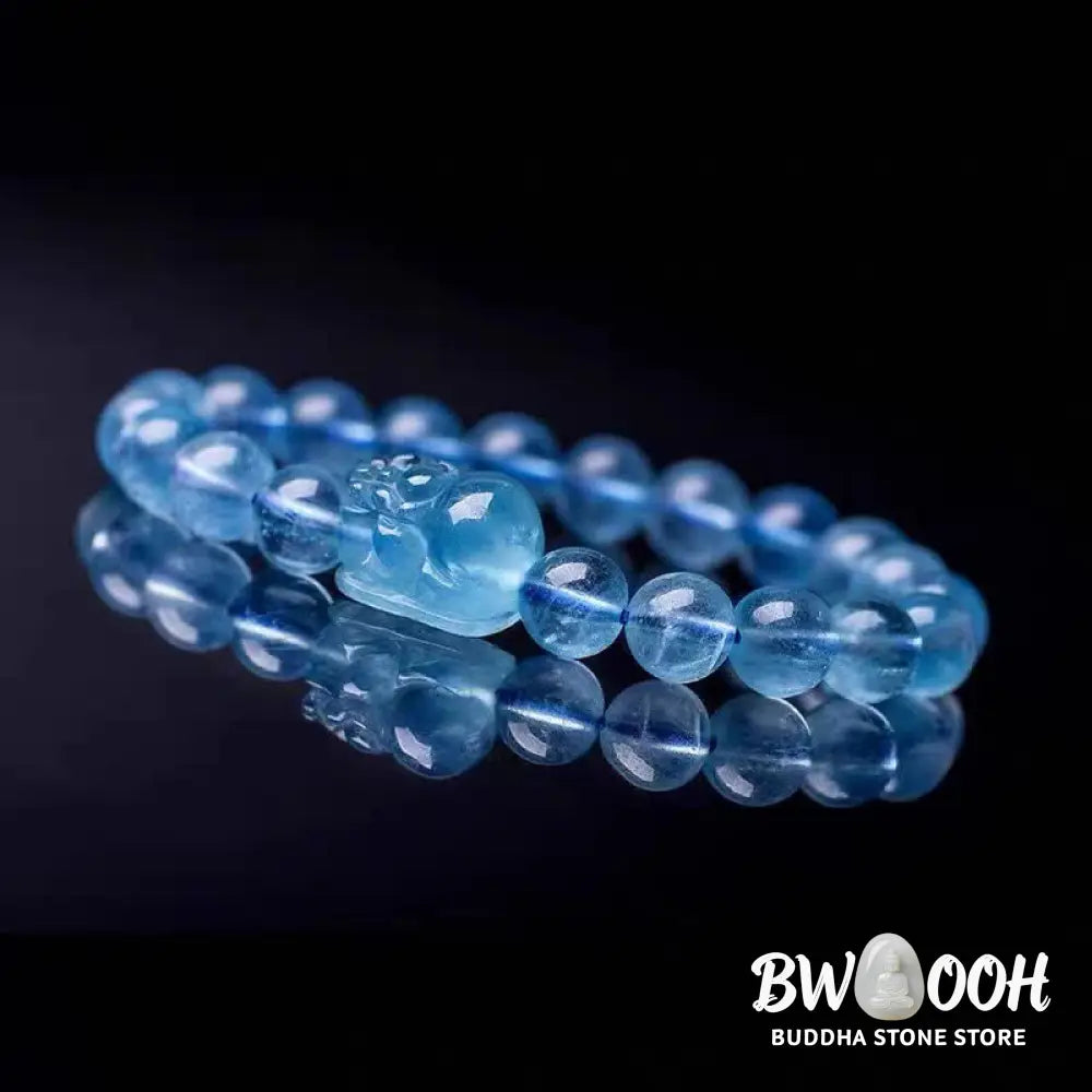 Buddha Stones Natural Aquamarine Pixiu Serenity Healing Bracelet - BWOOOH - Bracelet