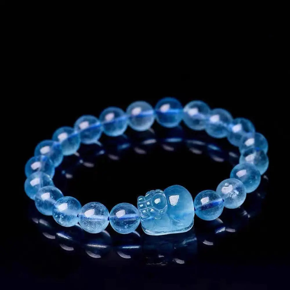 BWOOOH Natural Aquamarine Pixiu Serenity Healing Bracelet - BWOOOH - 7mm - Bracelet