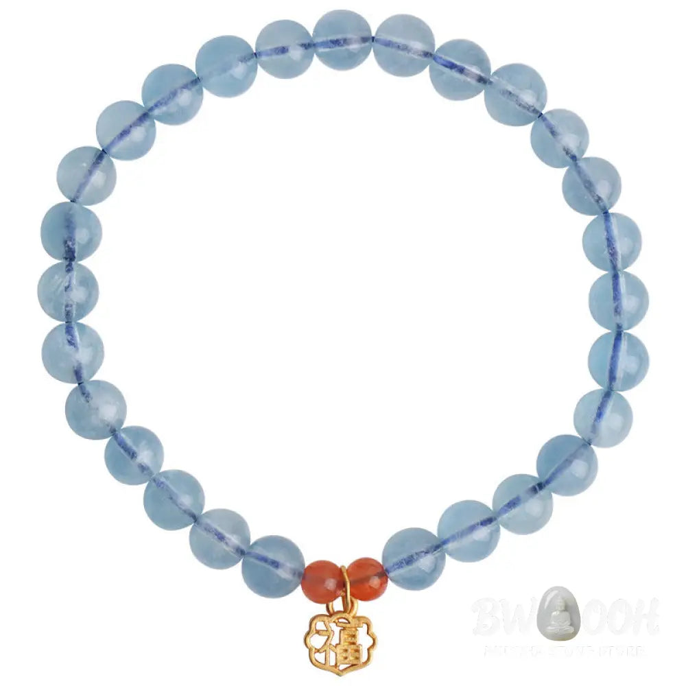 Buddha Stones Natural Aquamarine Red Agate Healing Charm Bracelet - BWOOOH - Aquamarine - Bracelet