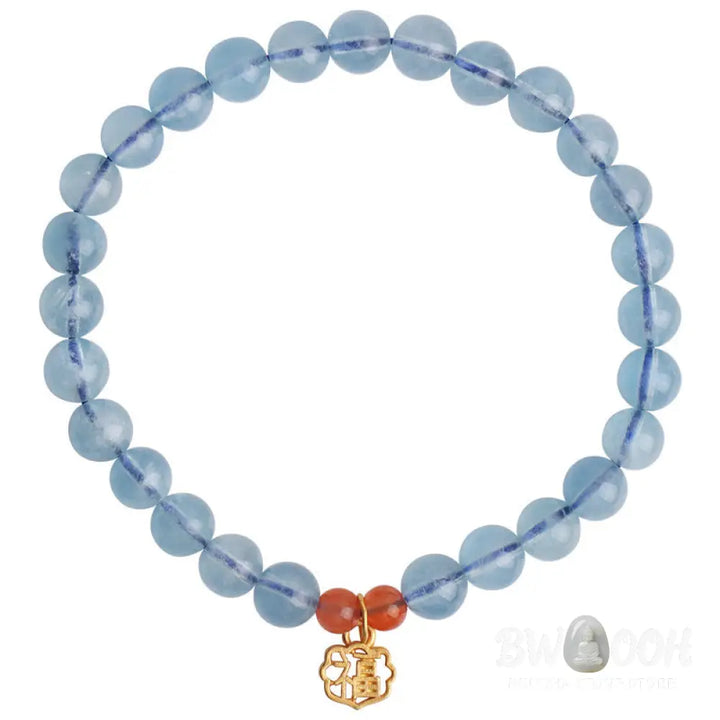 Buddha Stones Natural Aquamarine Red Agate Healing Charm Bracelet - BWOOOH - Aquamarine - Bracelet