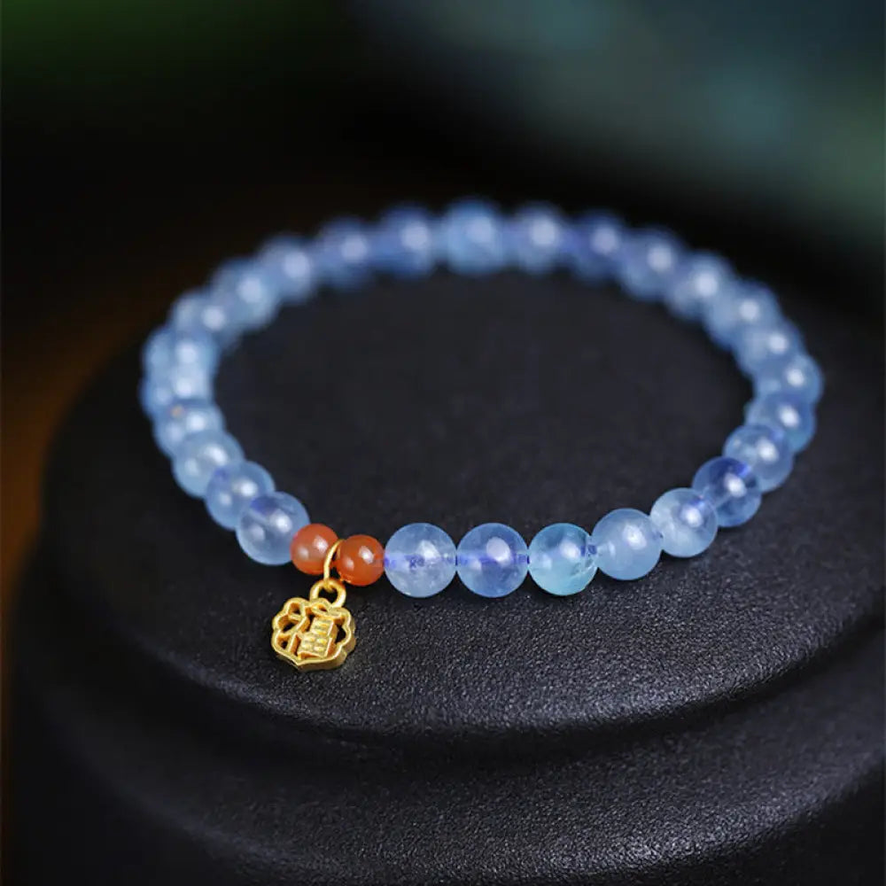 BWOOOH Natural Aquamarine Red Agate Healing Charm Bracelet - BWOOOH - Aquamarine - Bracelet