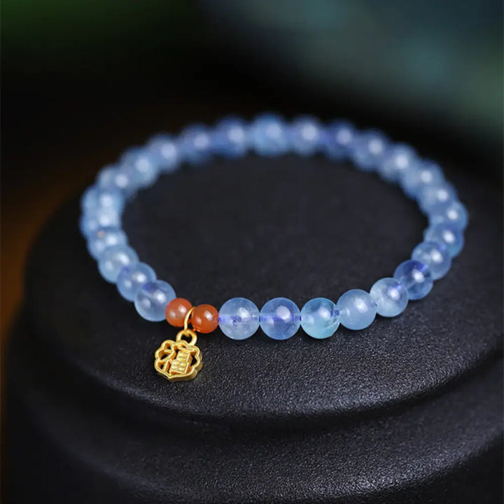 BWOOOH Natural Aquamarine Red Agate Healing Charm Bracelet - BWOOOH - Aquamarine - Bracelet