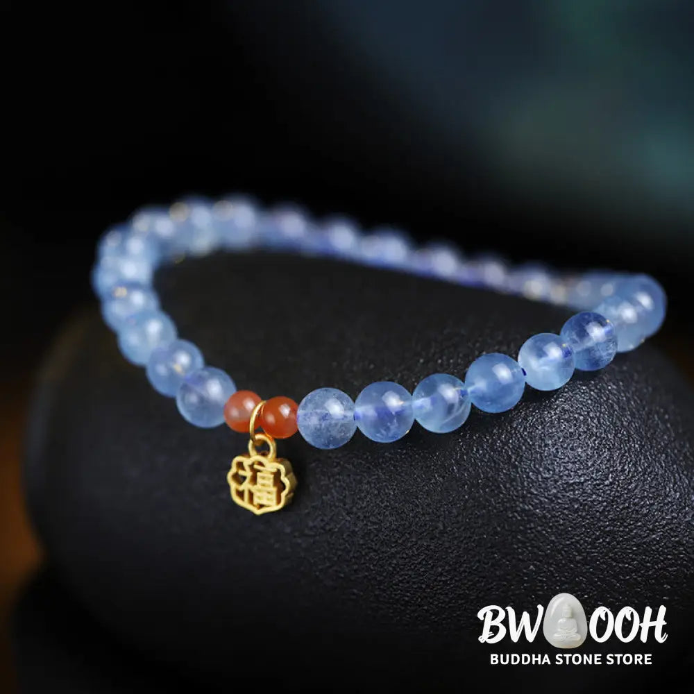 Buddha Stones Natural Aquamarine Red Agate Healing Charm Bracelet - BWOOOH - Aquamarine - Bracelet