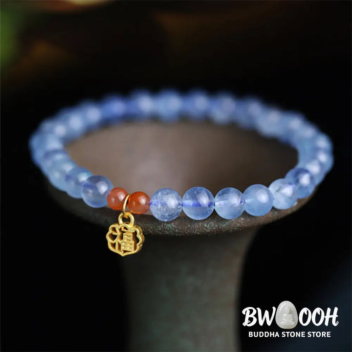 Buddha Stones Natural Aquamarine Red Agate Healing Charm Bracelet - BWOOOH - Aquamarine - Bracelet