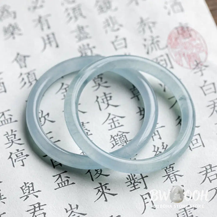 Buddha Stones Natural Aquamarine Serenity Bangle Bracelet - Bracelet