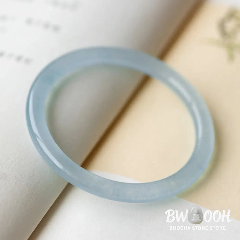 Buddha Stones Natural Aquamarine Serenity Bangle Bracelet - Bracelet