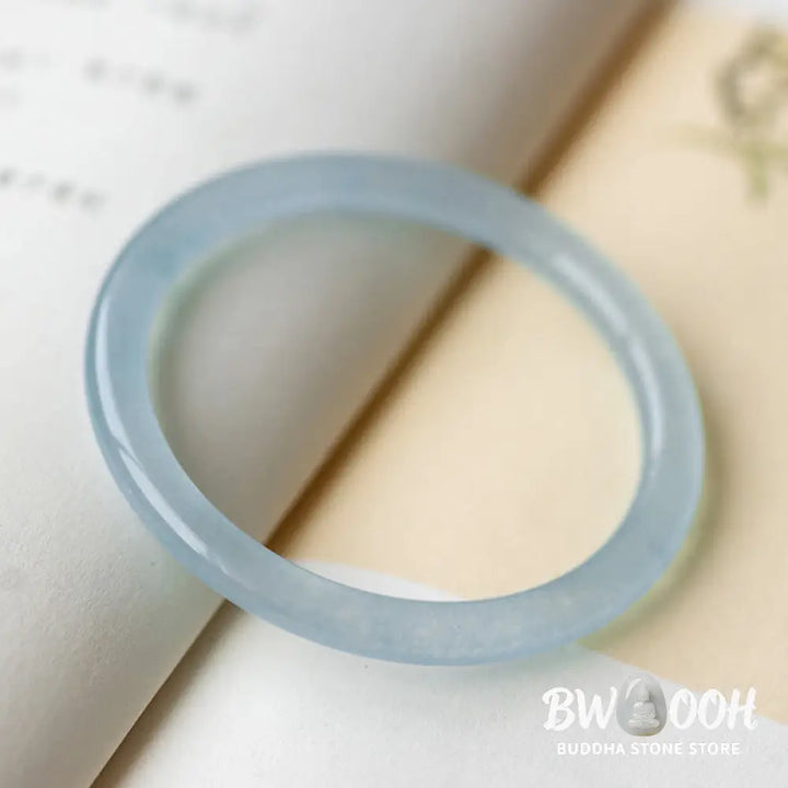 Buddha Stones Natural Aquamarine Serenity Bangle Bracelet - Bracelet
