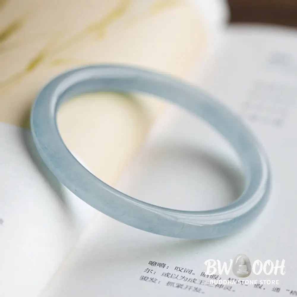 Buddha Stones Natural Aquamarine Serenity Bangle Bracelet - Bracelet