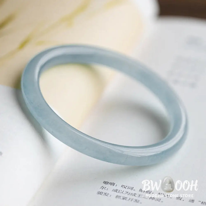 Buddha Stones Natural Aquamarine Serenity Bangle Bracelet - Bracelet