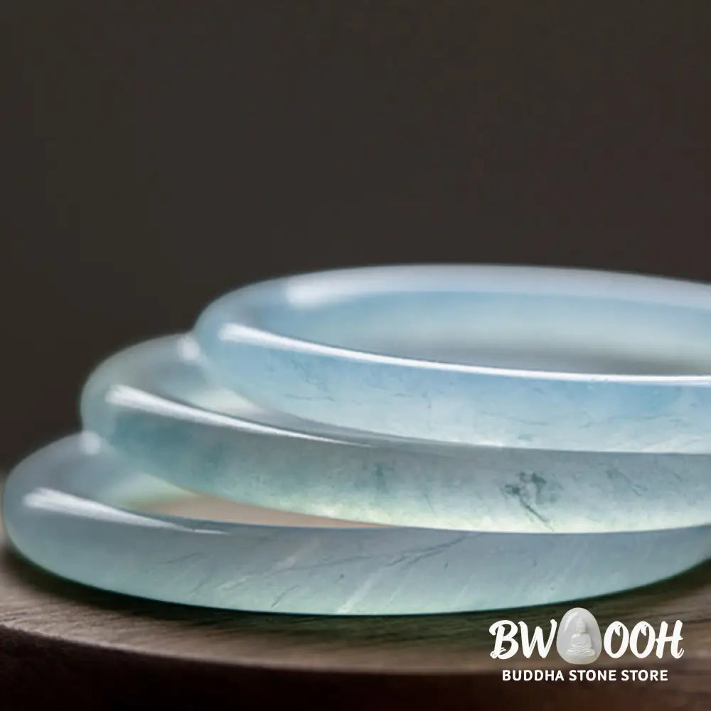 Buddha Stones Natural Aquamarine Serenity Bangle Bracelet - Bracelet