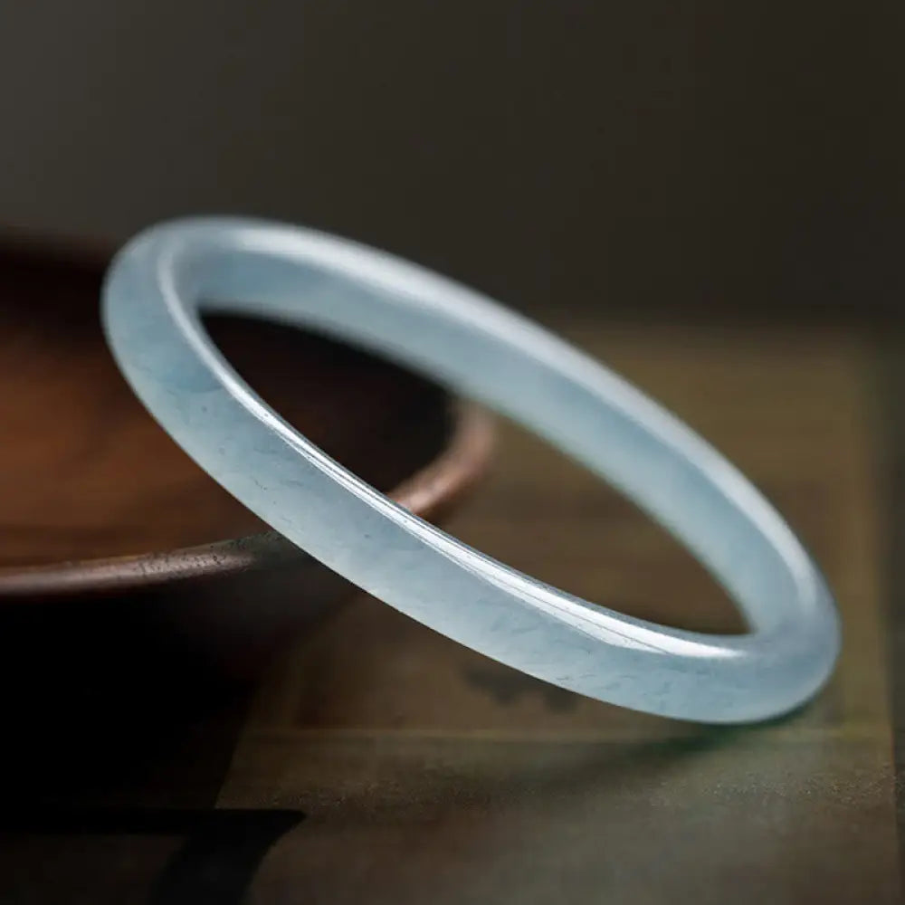 Buddha Stones Natural Aquamarine Serenity Bangle Bracelet - Bracelet