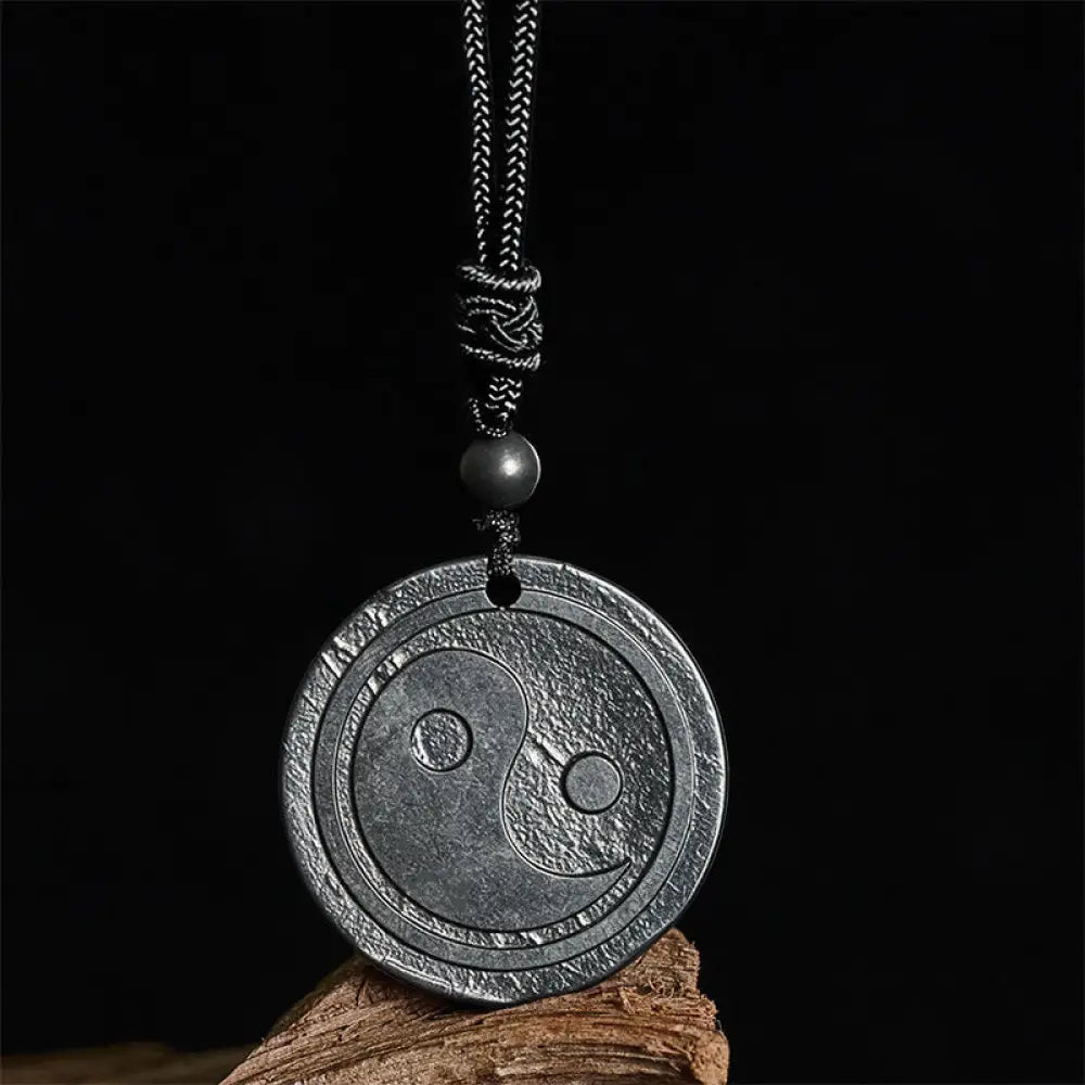 Buddha Stones Natural Authentic Shungite Stone Carved Yin Yang Protection Necklace Pendant - BWOOOH - Shungite