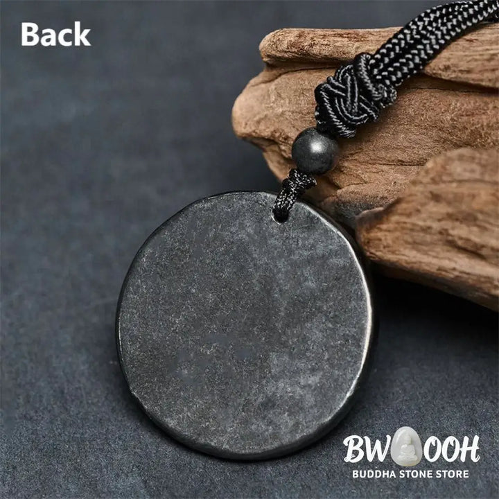 Buddha Stones Natural Authentic Shungite Stone Carved Yin Yang Protection Necklace Pendant - BWOOOH - Shungite
