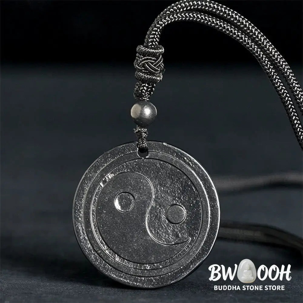 Buddha Stones Natural Authentic Shungite Stone Carved Yin Yang Protection Necklace Pendant - BWOOOH - Shungite