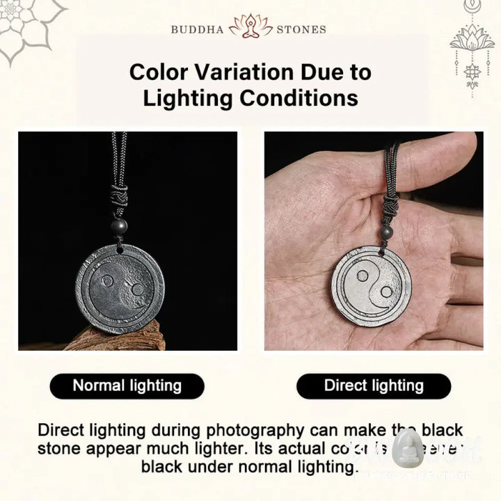 Buddha Stones Natural Authentic Shungite Stone Carved Yin Yang Protection Necklace Pendant - BWOOOH - Shungite