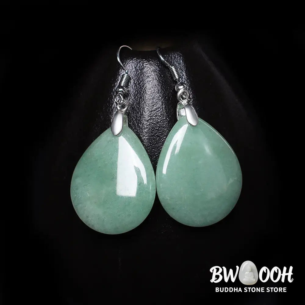 Buddha Stones Natural Aventurine Dangle Healing Drop Earrings - Earrings