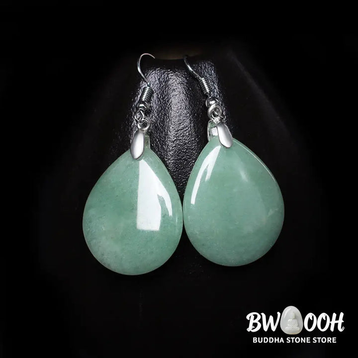 Buddha Stones Natural Aventurine Dangle Healing Drop Earrings - Earrings