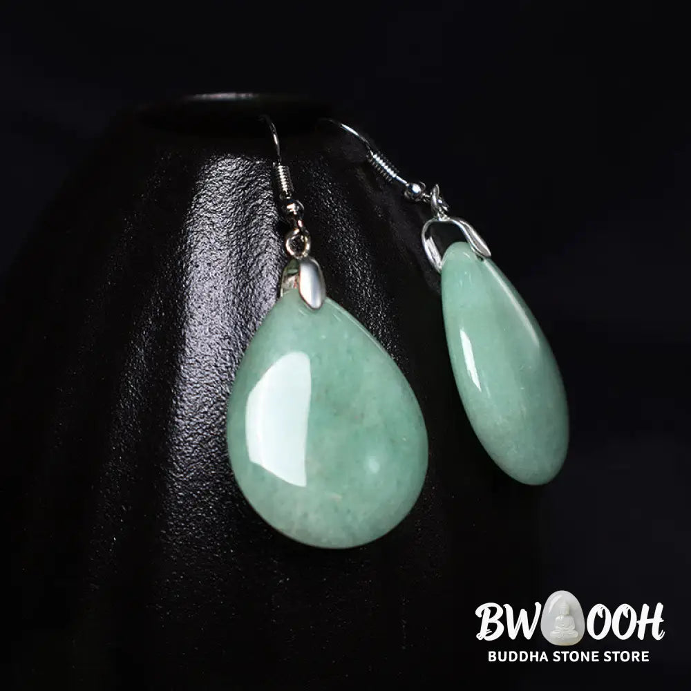 Buddha Stones Natural Aventurine Dangle Healing Drop Earrings - Earrings