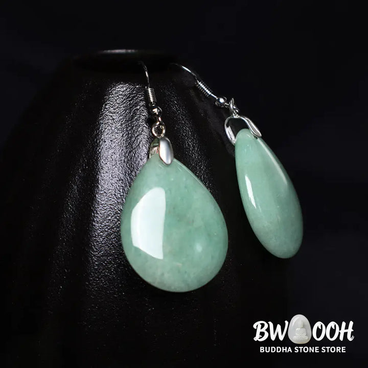 Buddha Stones Natural Aventurine Dangle Healing Drop Earrings - Earrings