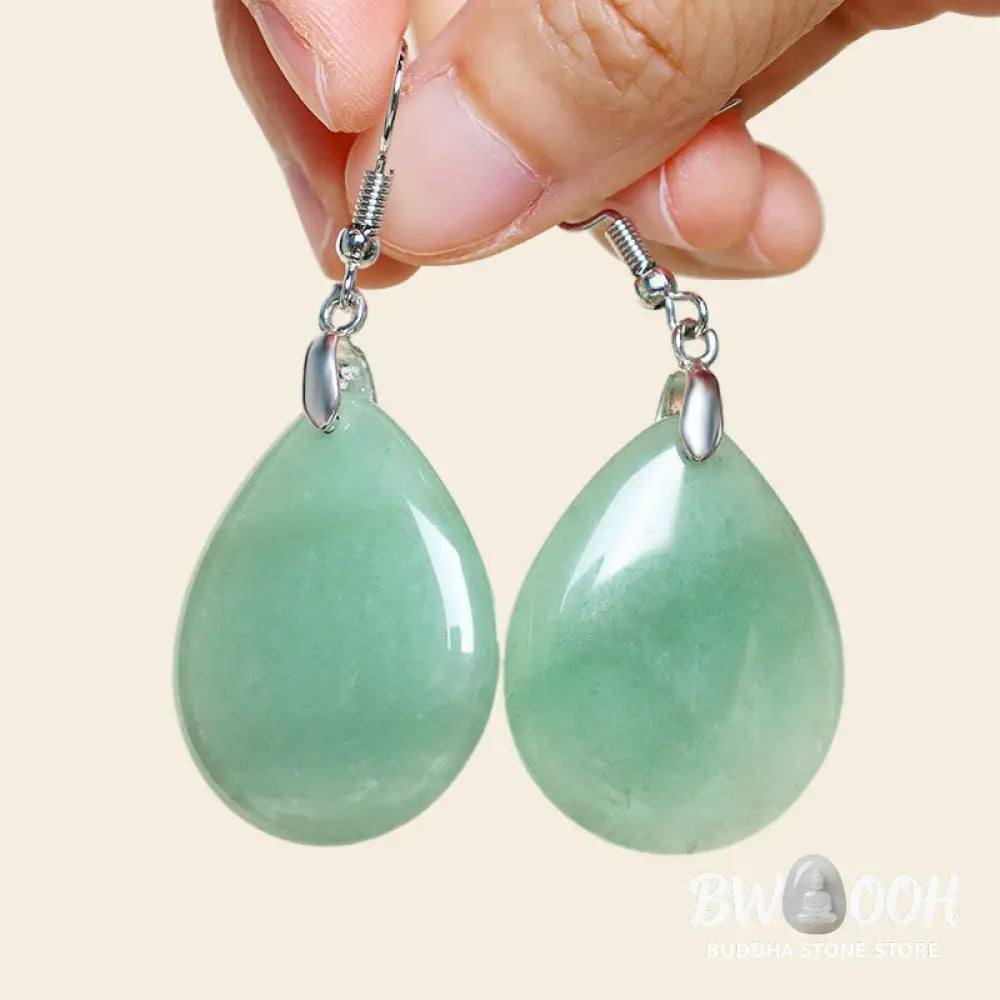 Buddha Stones Natural Aventurine Dangle Healing Drop Earrings - Earrings