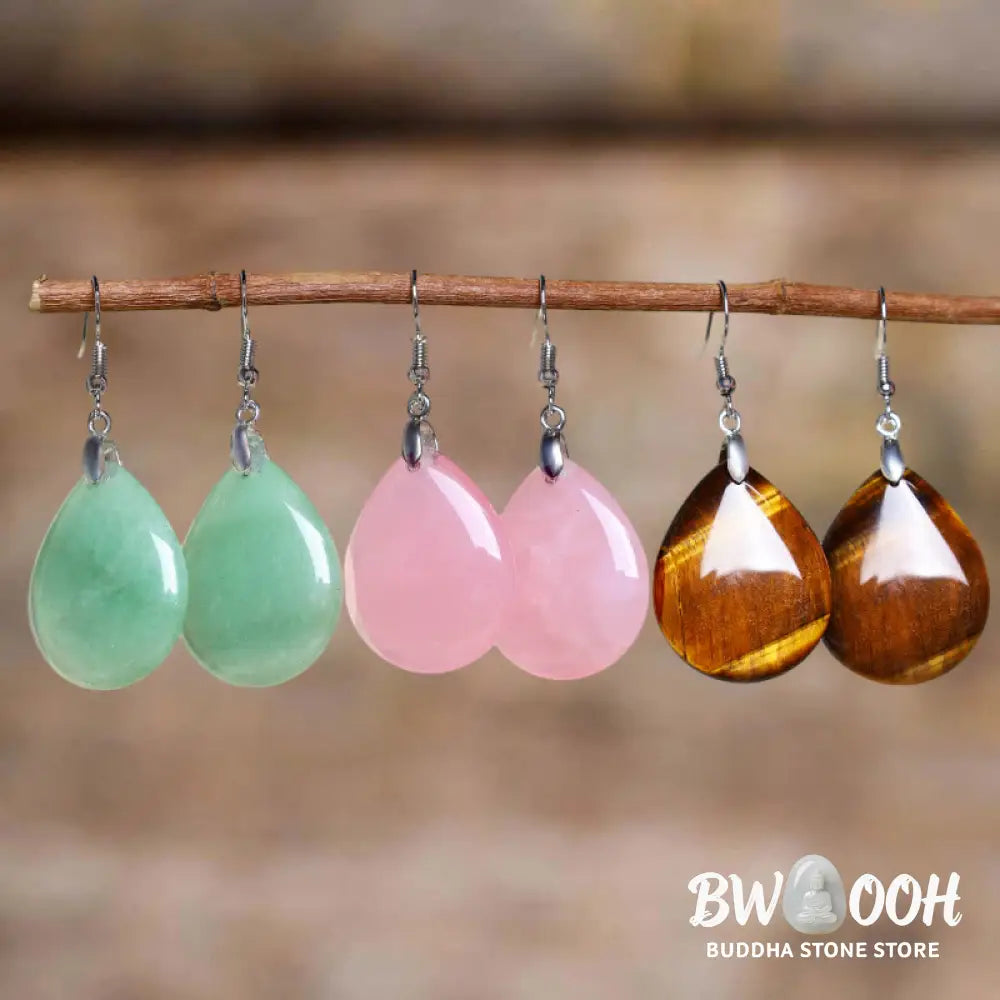 Buddha Stones Natural Aventurine Dangle Healing Drop Earrings - Earrings