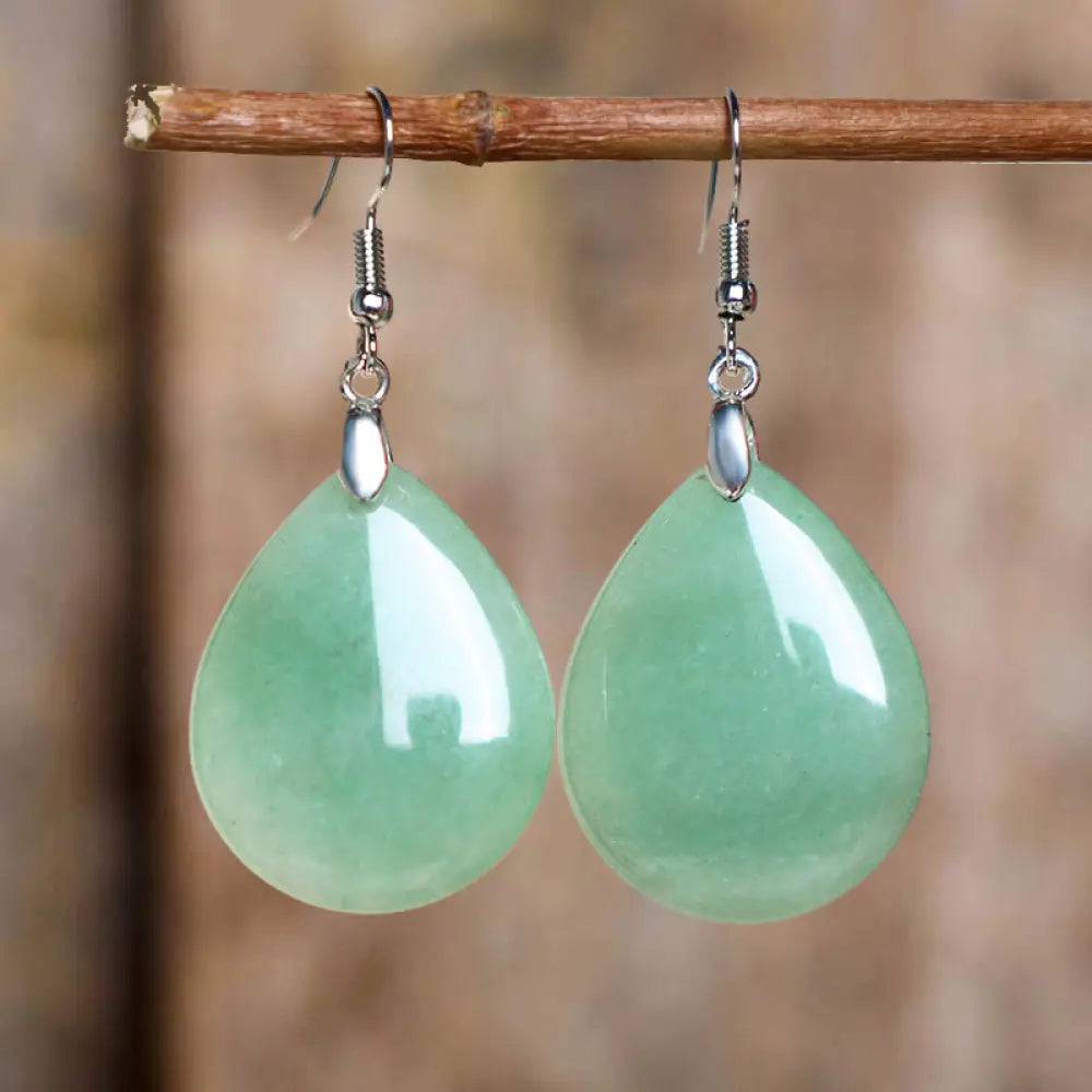 BWOOOH Natural Aventurine Dangle Healing Drop Earrings — Aventurine crystal healing bracelet for spiritual healing and min...