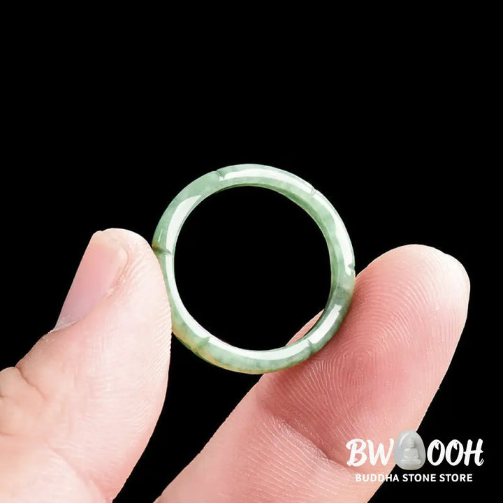 Buddha Stones Natural Bamboo Design Jade Abundance Ring - Ring