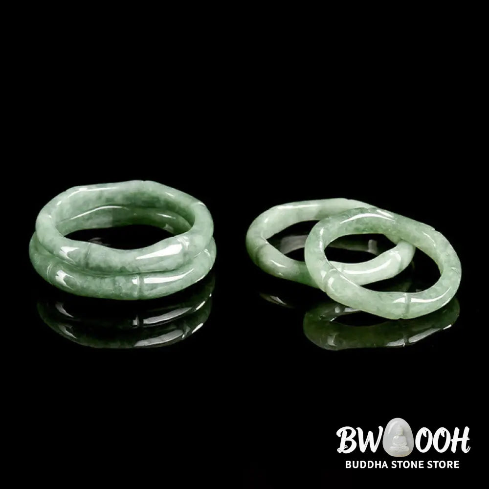 Buddha Stones Natural Bamboo Design Jade Abundance Ring - Ring