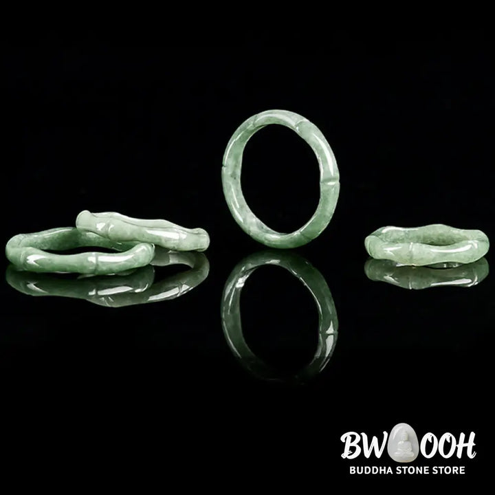 Buddha Stones Natural Bamboo Design Jade Abundance Ring - Ring