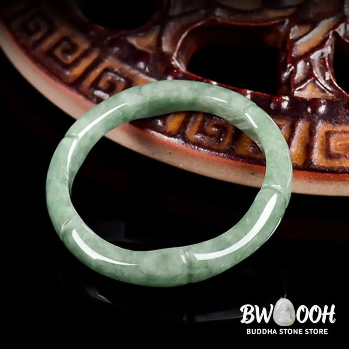 Buddha Stones Natural Bamboo Design Jade Abundance Ring - Ring