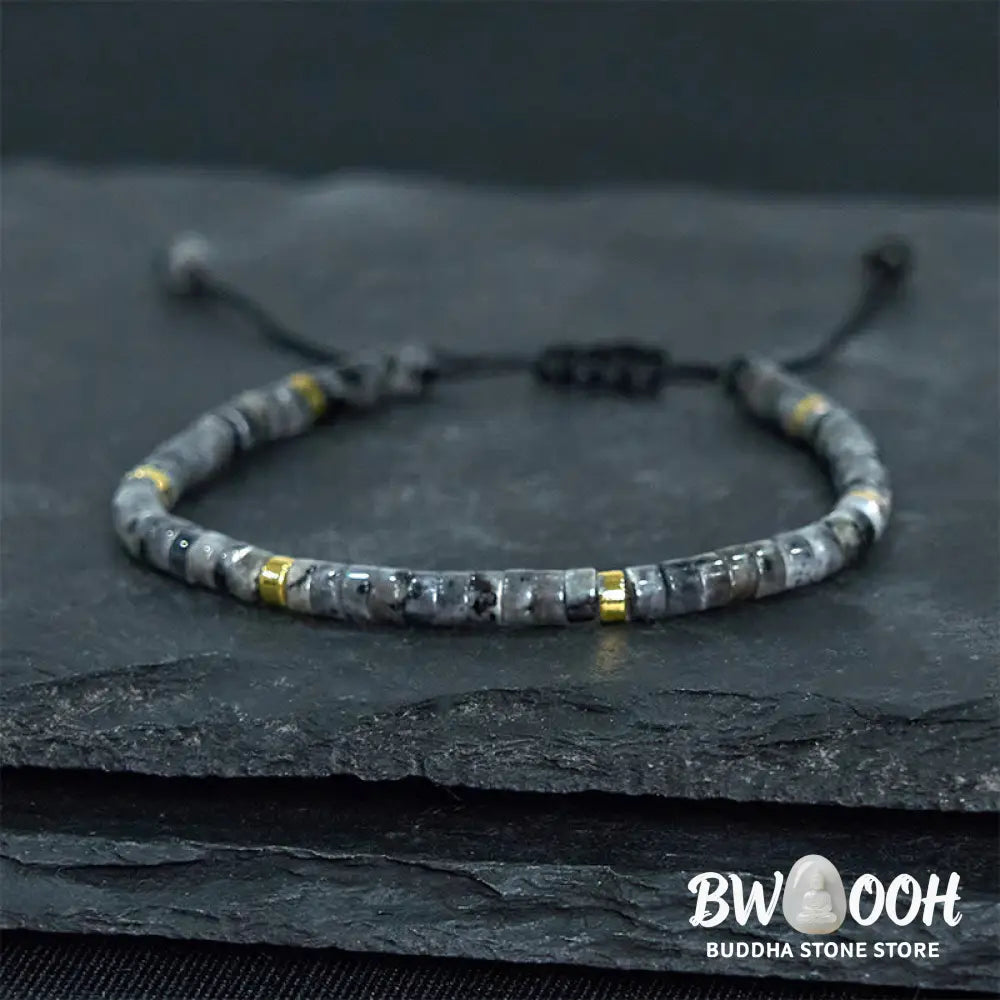 Buddha Stones Natural Black Glitter Stone Courage Spacer Bead Bracelet - BWOOOH - Bracelet