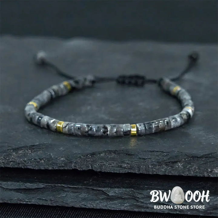Buddha Stones Natural Black Glitter Stone Courage Spacer Bead Bracelet - BWOOOH - Bracelet