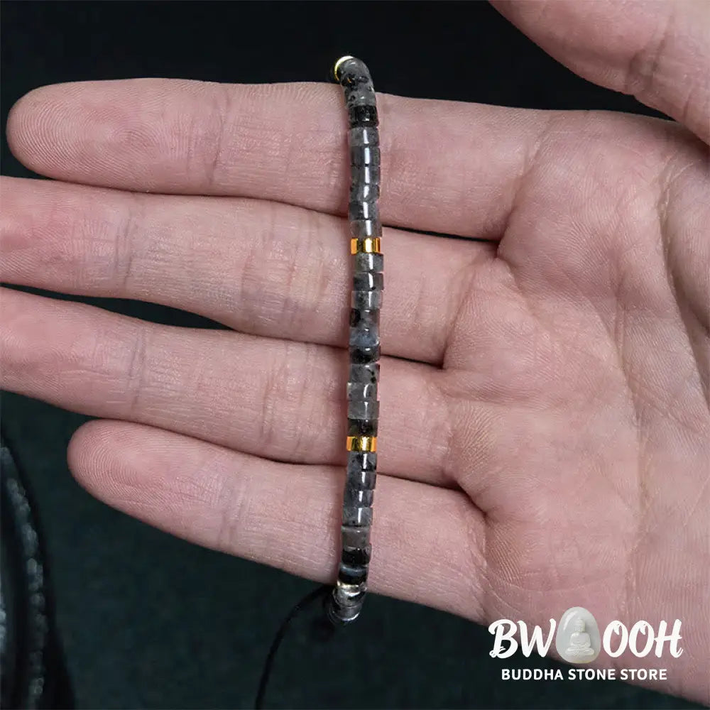 Buddha Stones Natural Black Glitter Stone Courage Spacer Bead Bracelet - BWOOOH - Bracelet
