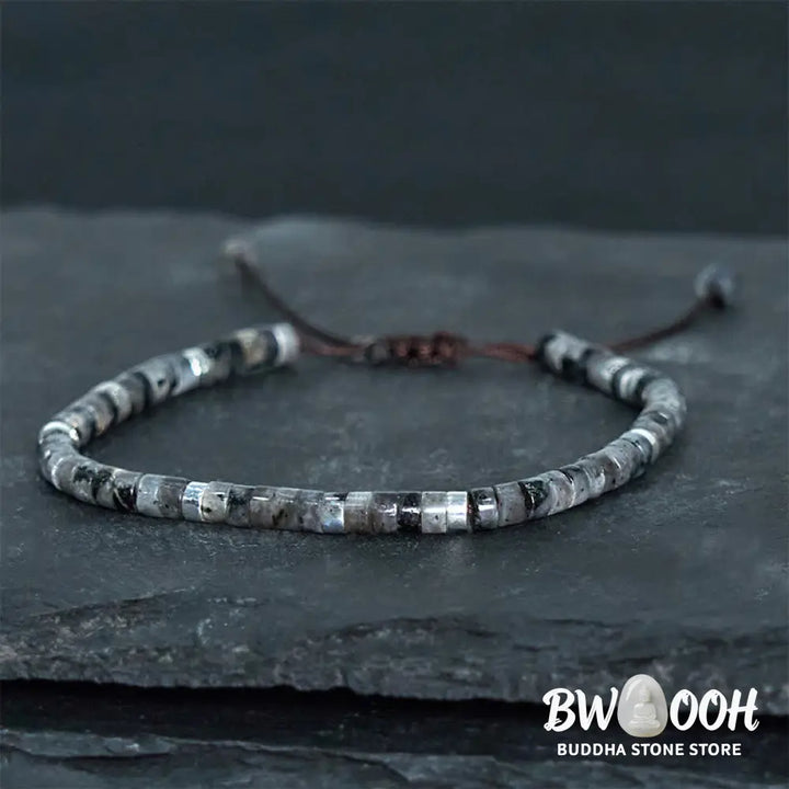 Buddha Stones Natural Black Glitter Stone Courage Spacer Bead Bracelet - BWOOOH - Bracelet