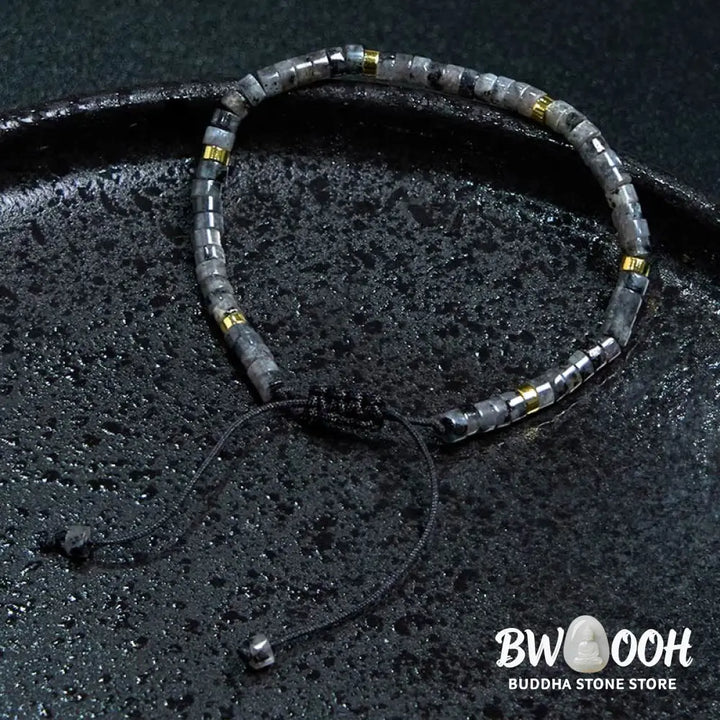 Buddha Stones Natural Black Glitter Stone Courage Spacer Bead Bracelet - BWOOOH - Bracelet