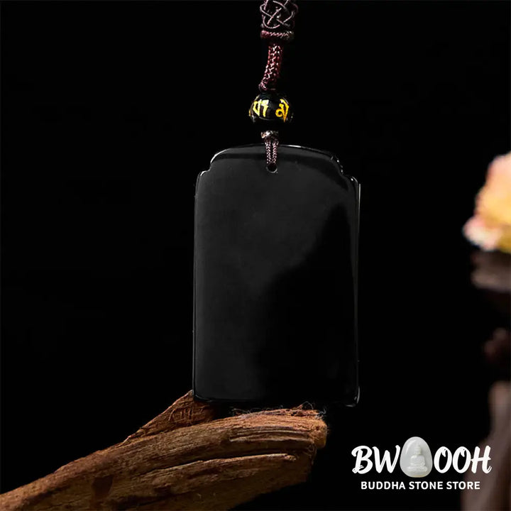Buddha Stones Natural Black Obsidian Bamboo Fulfillment Necklace Pendant - BWOOOH - Black Obsidian - Necklaces &amp;