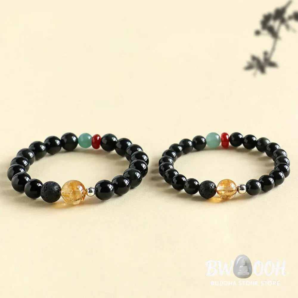 Buddha Stones Natural Black Obsidian Beads Strength Fulfillment Bracelet - BWOOOH - Bracelet