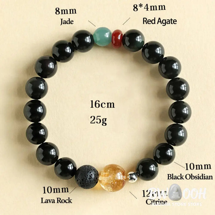 Buddha Stones Natural Black Obsidian Beads Strength Fulfillment Bracelet - BWOOOH - Bracelet