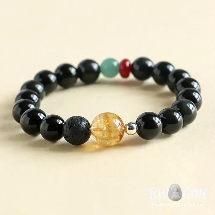 Buddha Stones Natural Black Obsidian Beads Strength Fulfillment Bracelet - BWOOOH - Bracelet