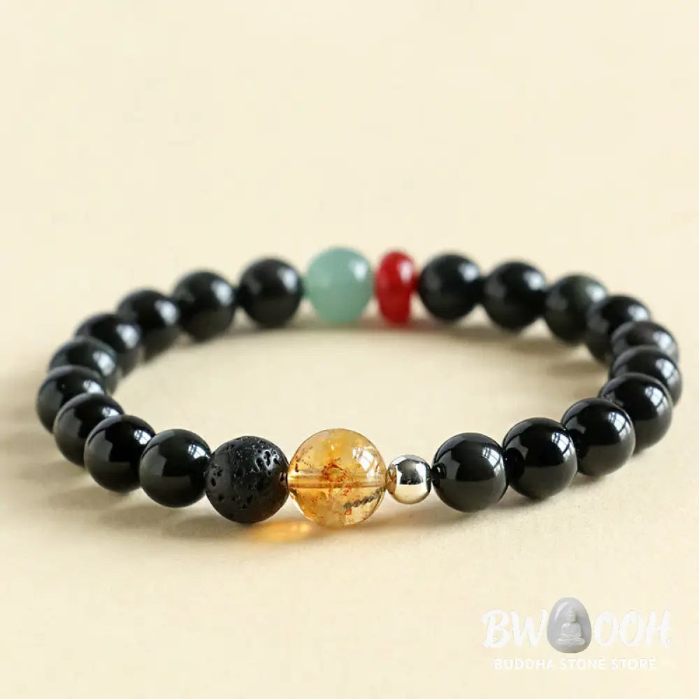 Buddha Stones Natural Black Obsidian Beads Strength Fulfillment Bracelet - BWOOOH - Bracelet