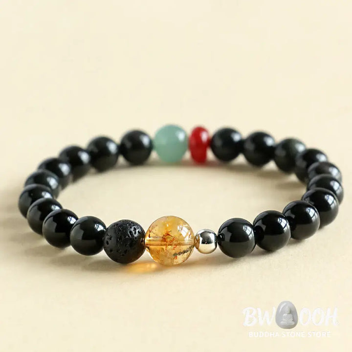 Buddha Stones Natural Black Obsidian Beads Strength Fulfillment Bracelet - BWOOOH - Bracelet